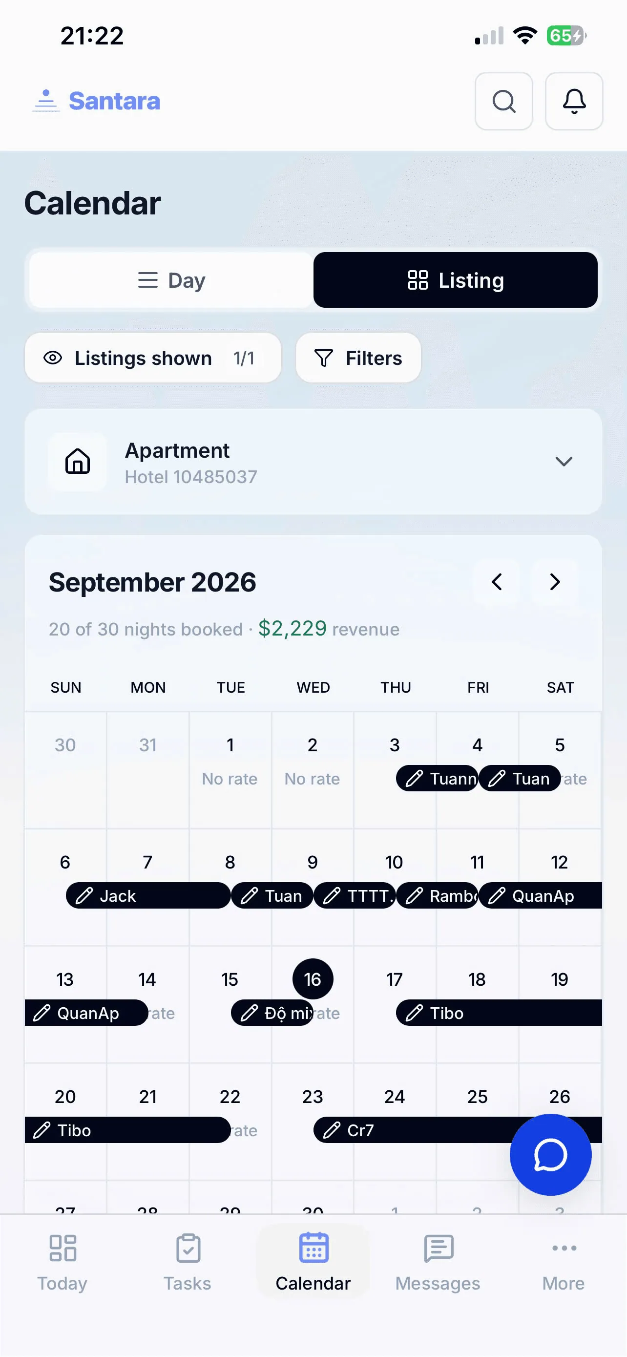 Booking Details (Listing)