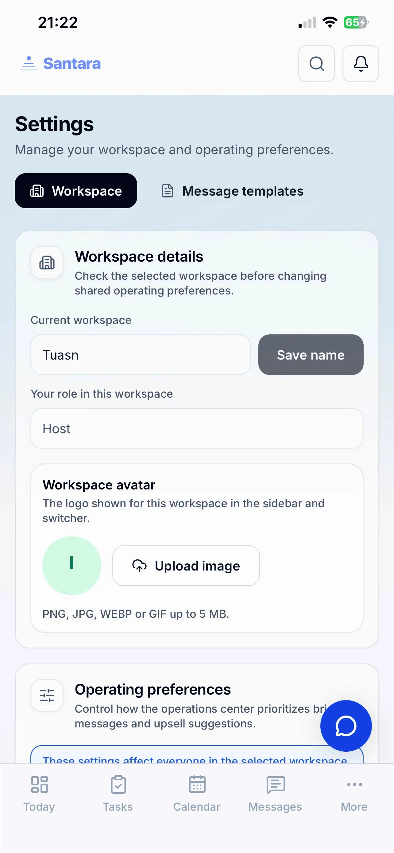 Workspace Settings