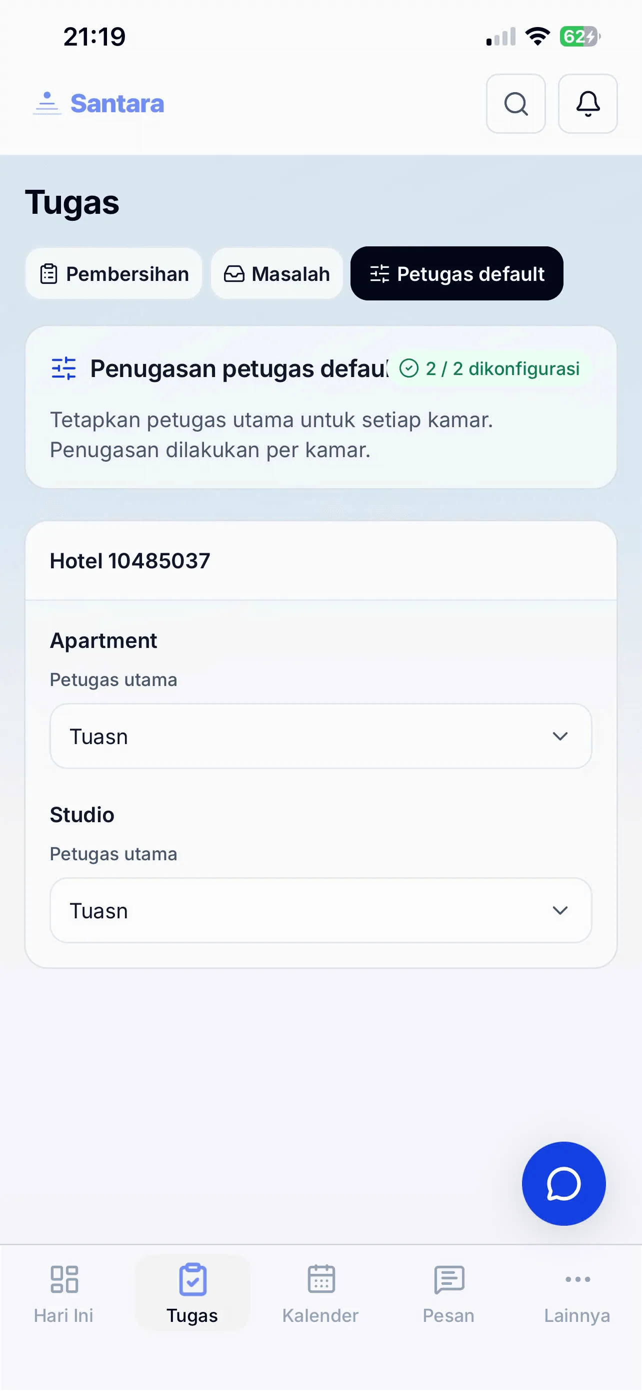 Atur Staf Default