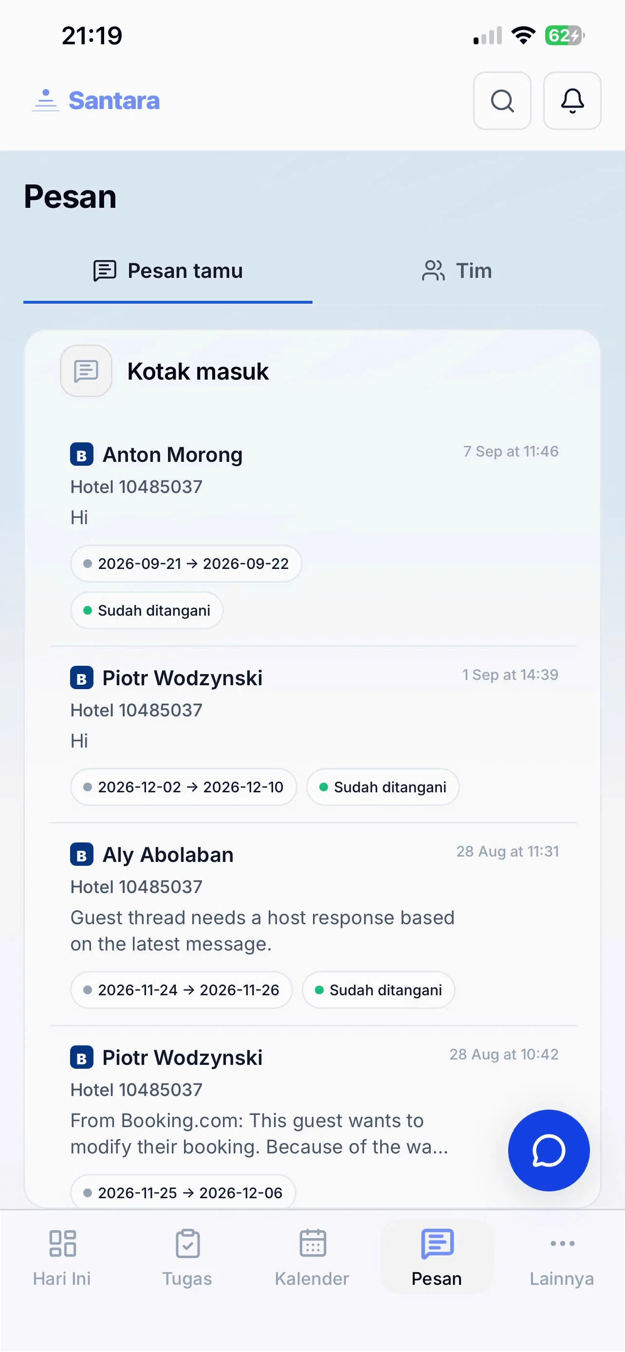 Alur chat tamu