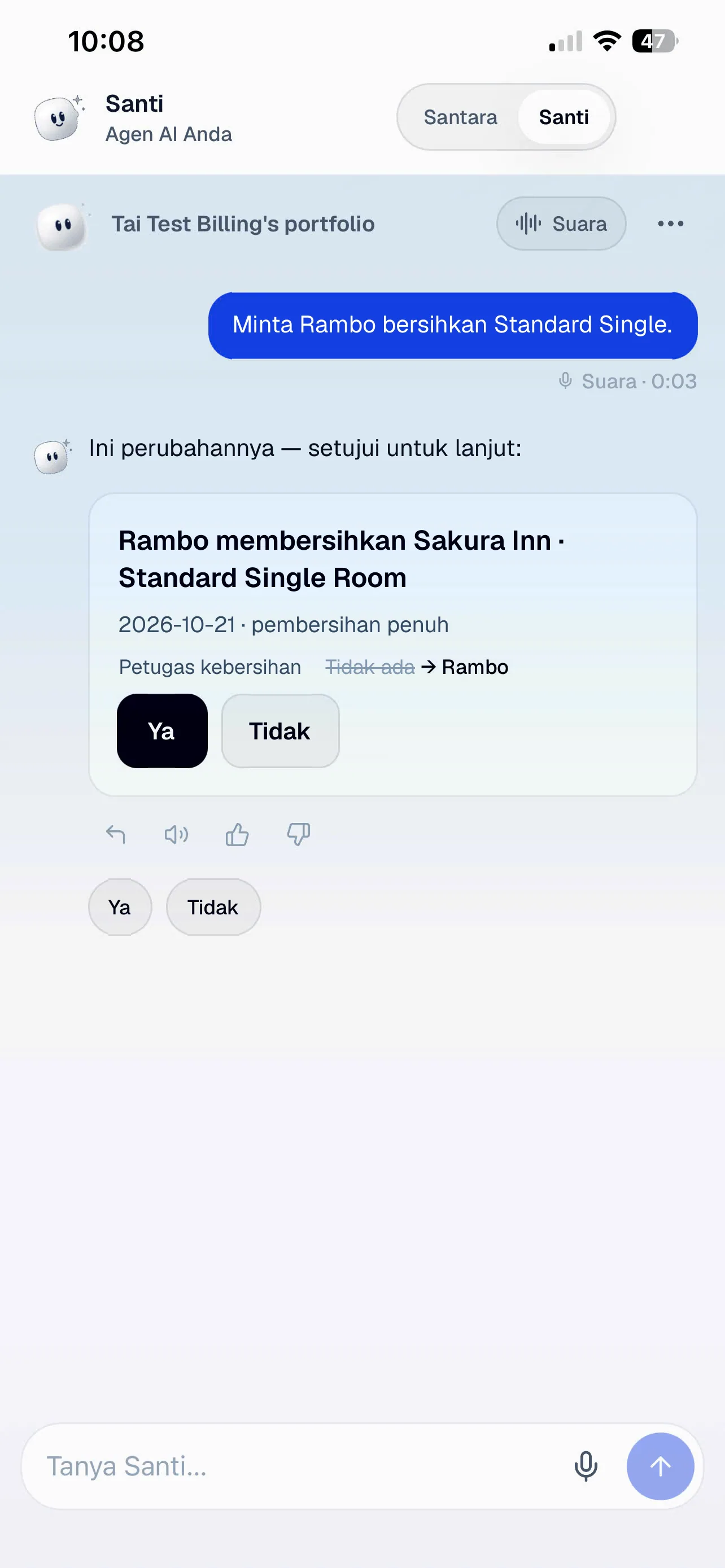 Langkah 1: perubahan, dengan Ya dan Tidak