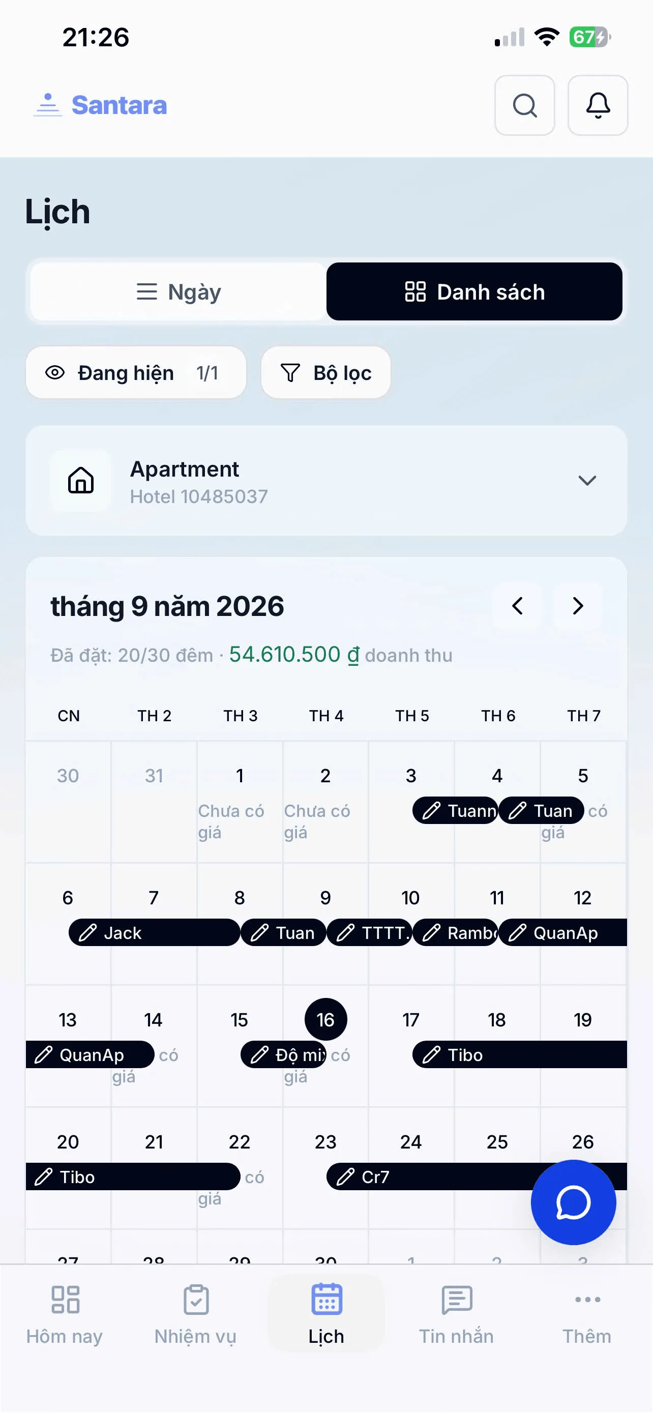Chi tiết phòng đặt (Listing)