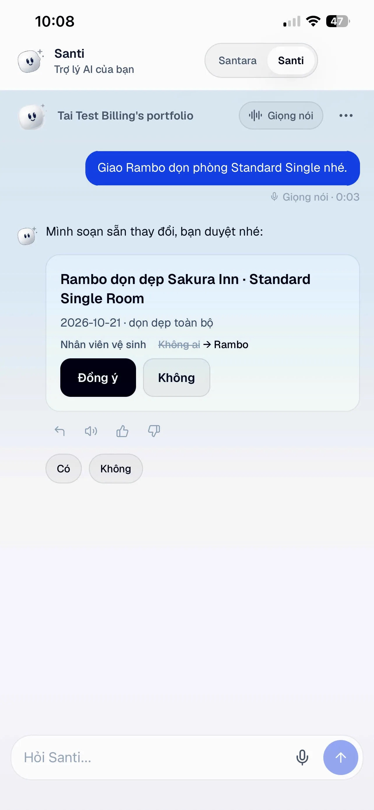 Bước 1: thay đổi, với Đồng ý và Không