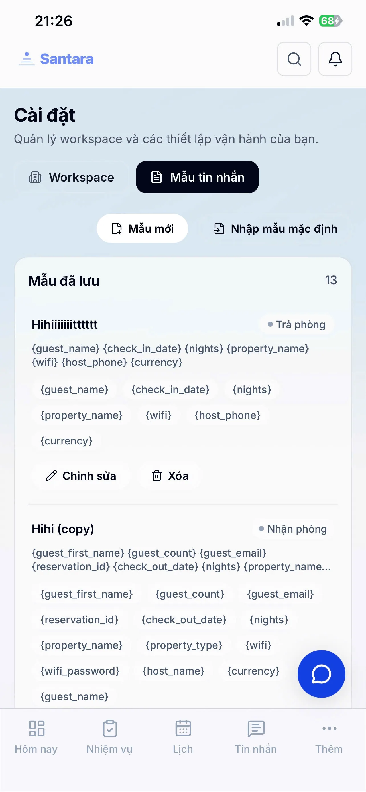 Mẫu tin nhắn